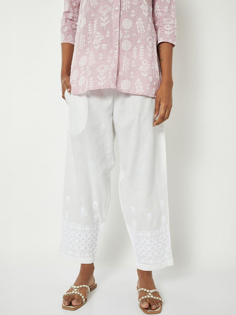 max Women Ethnic Motifs Embroidered Cropped Ethnic Palazzos