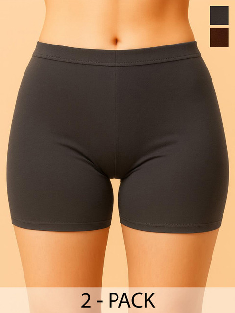 HIRRUX Women Pack of 2 Mid-Rise Boy Shorts Briefs