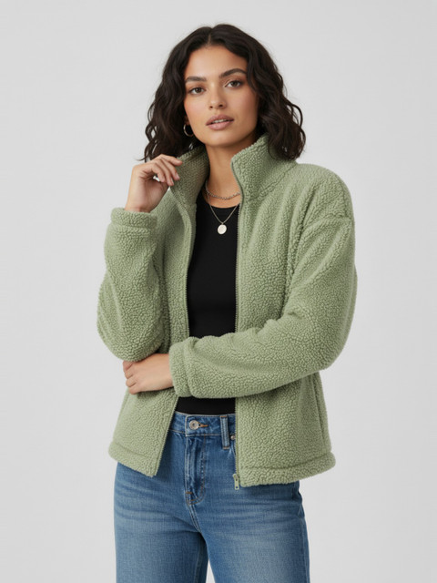 glitchez Mock Collar Oversized Sherpa Jacket