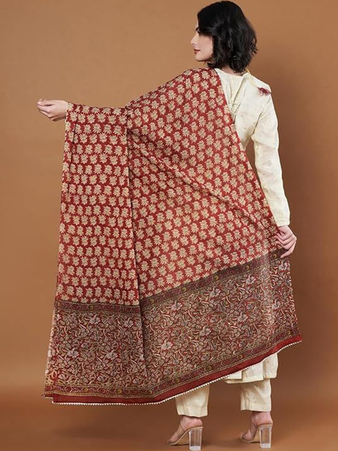 AKSHADEEP Women Jaipur Block Print Pure Cotton Block Print Dupatta with Gotta Patti - Image 5