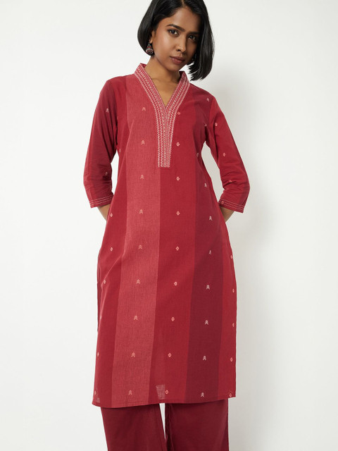 max Women Ethnic Motifs Embroidered Flared Sleeves Chikankari Kurta