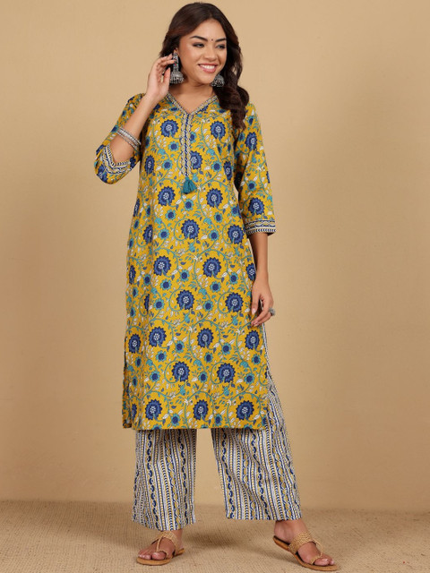 KALINI Women Floral Embroidered Regular Kurta with Trousers & With Dupatta