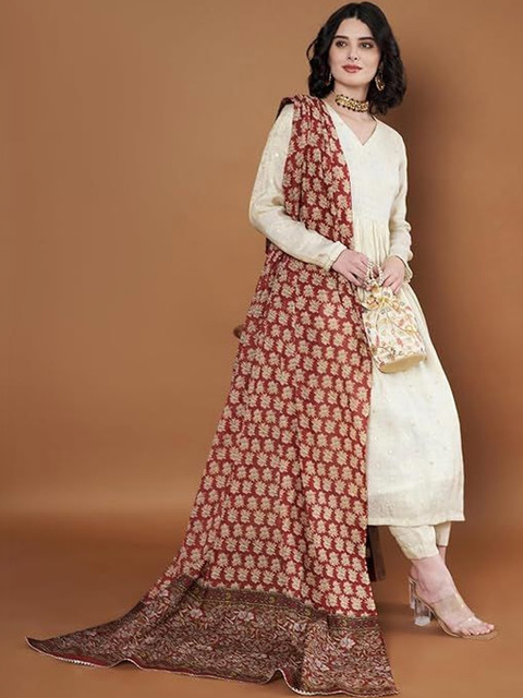 AKSHADEEP Women Jaipur Block Print Pure Cotton Block Print Dupatta with Gotta Patti - Image 4