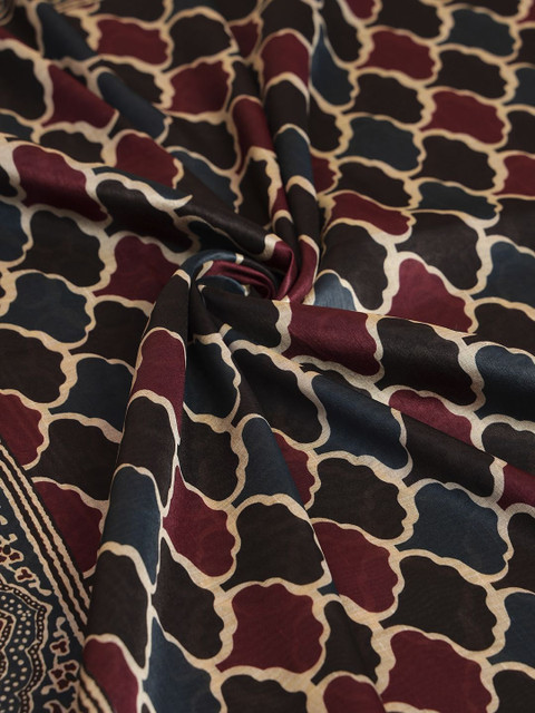 AKSHADEEP Women Ajrakh Shel Printed Chanderi Dupatta - Image 5