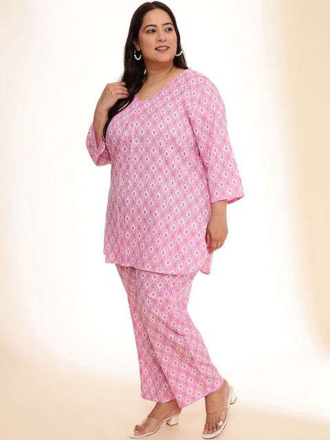 Sztori Printed Cotton V Neck Top & Trousers Co-Ords Set - Image 6