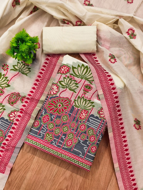 KALINI Printed Pure Cotton Unstitched Dress Material