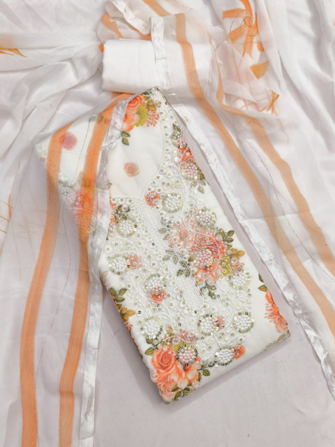 Panzora Embroidered Pure Silk Unstitched Dress Material