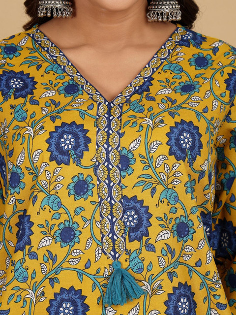 KALINI Women Floral Embroidered Regular Kurta with Trousers & With Dupatta - Image 3