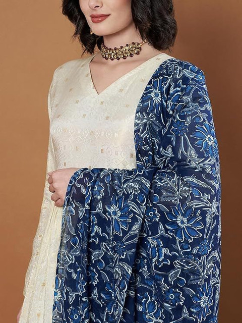 AKSHADEEP Women Jaipur Block Print Pure Cotton Block Print Dupatta with Gotta Patti - Image 6