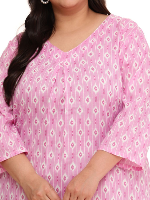 Sztori Printed Cotton V Neck Top & Trousers Co-Ords Set - Image 5