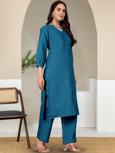 KALINI Women Regular Pure Cotton Kurta with Trousers - Image 6