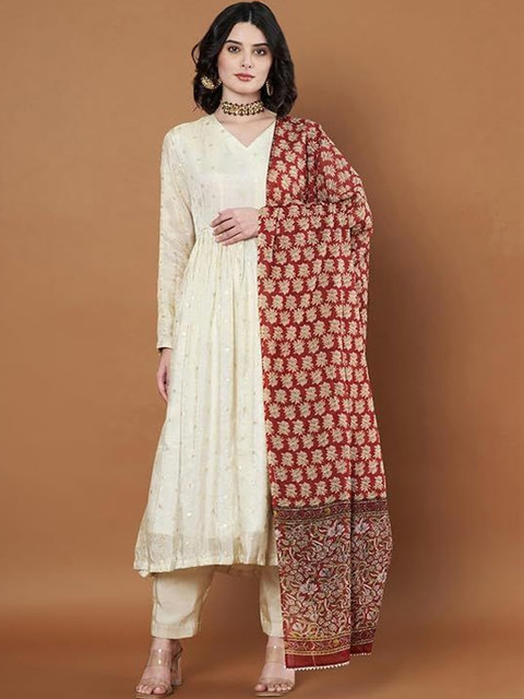 AKSHADEEP Women Jaipur Block Print Pure Cotton Block Print Dupatta with Gotta Patti - Image 2