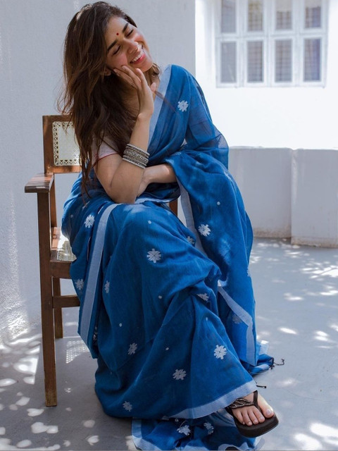 sourav biswas Floral Pure Cotton Saree