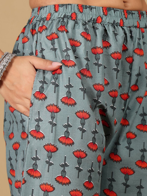 KALINI Women Floral Embroidered Regular Kurta with Trousers & With Dupatta - Image 5