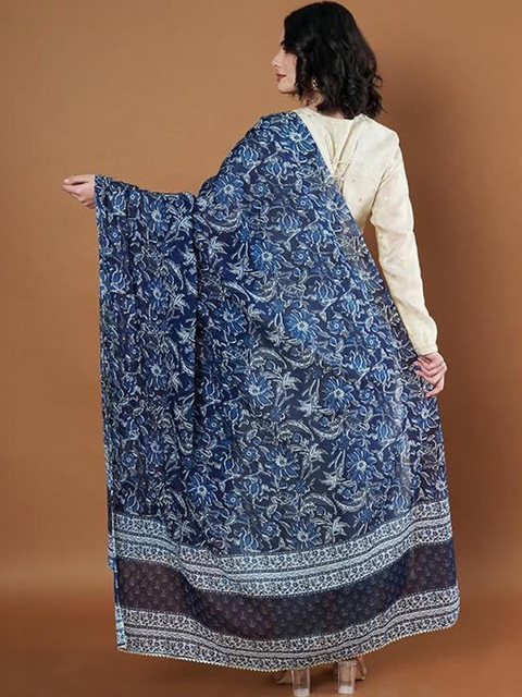 AKSHADEEP Women Jaipur Block Print Pure Cotton Block Print Dupatta with Gotta Patti - Image 5