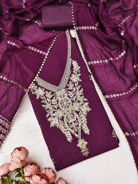 KALINI Embroidered Unstitched Dress Material