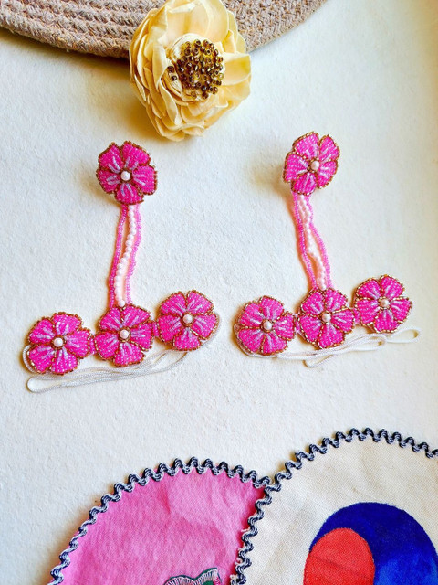 Sangria Set of 2 Beaded Haatphool Ring Bracelet