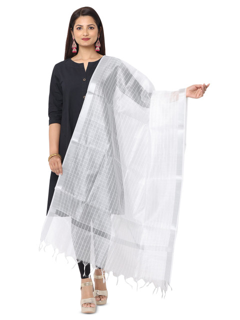 HELLA FASHIONS Checked Tasselled Dupatta