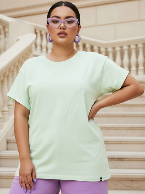 Bewakoof Plus Round Neck Short Sleeves Cotton Relaxed Fit T-shirt