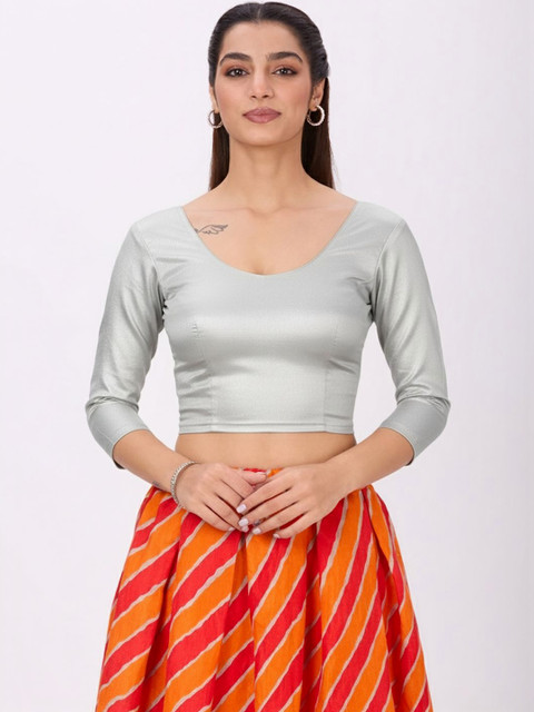 Plus Size Women Round Neck Saree Blouse