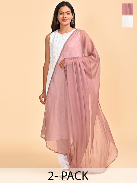 HELLA FASHIONS Pack Of 2 Chiffon Dupattas