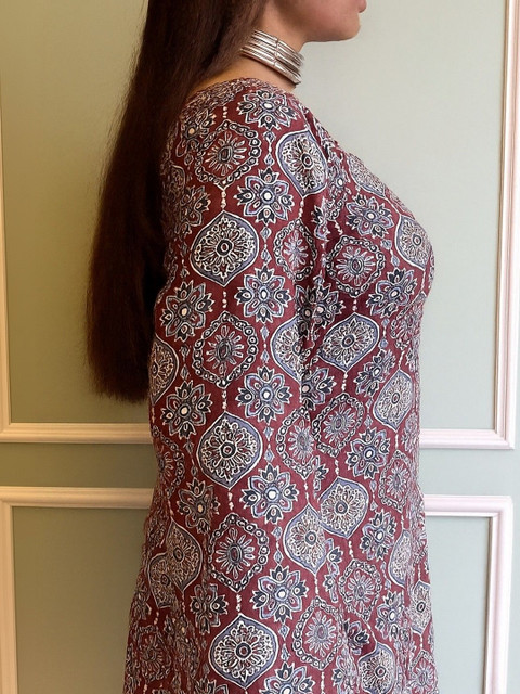 NEW RJP CRAFT Ethnic Motifs Printed Square Neck Flared Sleeves Pure Cotton Kurti