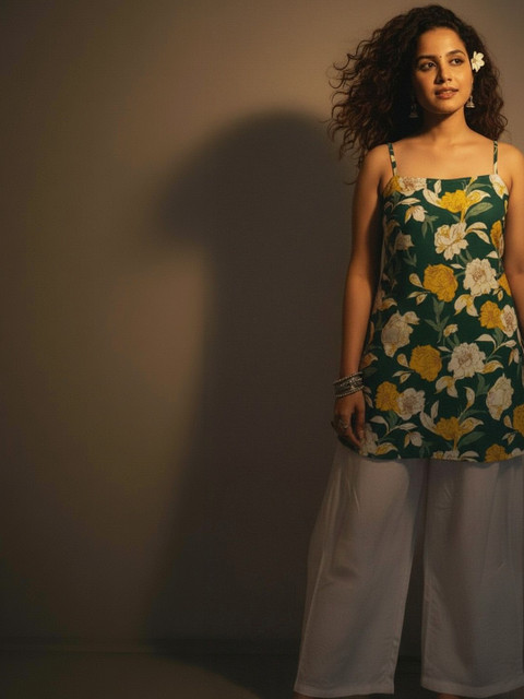 Anouk Mirage Floral Printed Square Neck Pure Cotton Kurti