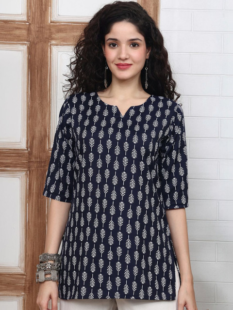 SZN Ethnic Motifs Printed V-Neck Kurti