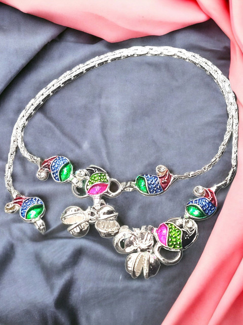 BR Ornaments Silver-Plated Alloy Artificial Stones Anklet