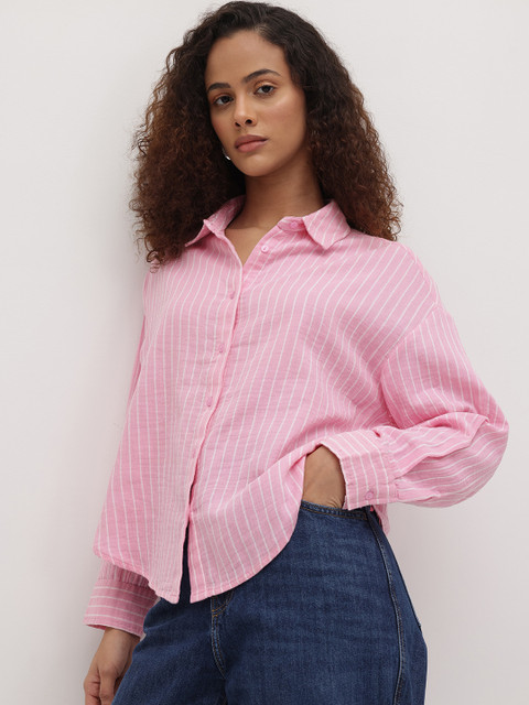 The Roadster Life Co. Striped Pure Cotton Relaxed Fit Shirt