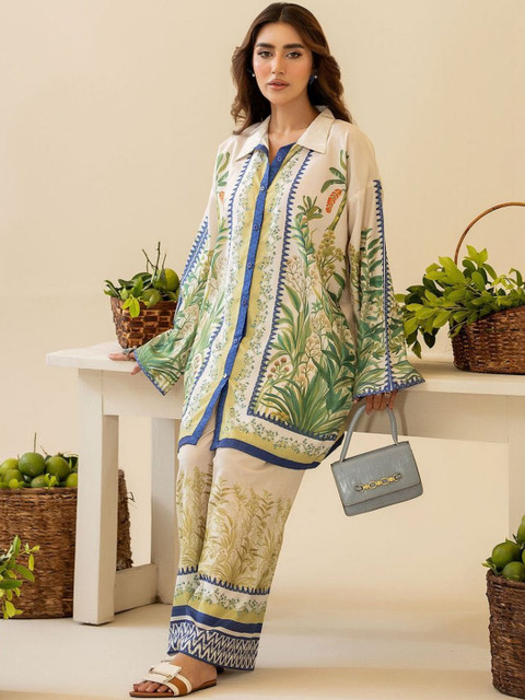 Modestouze Attires Printed Shirt Collar Tunic & Palazzos Co-Ords