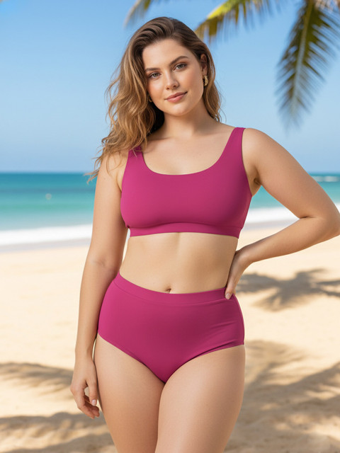 Aoba Women Round Neck Swim Bikini Set