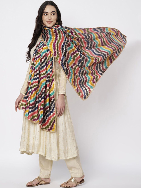 AKSHADEEP Printed Art Silk Leheriya Dupatta - Image 3