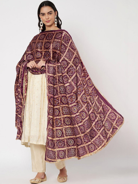 AKSHADEEP Printed Art Silk Bandhani Dupatta