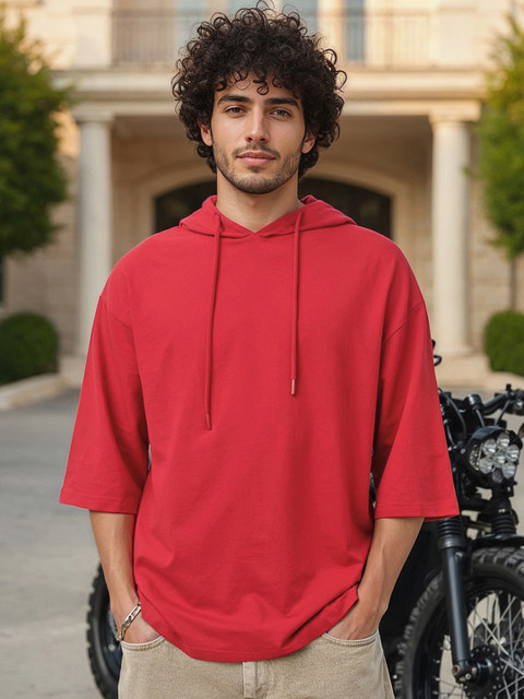 Bewakoof Oversized Hooded Cotton Terry T-Shirt