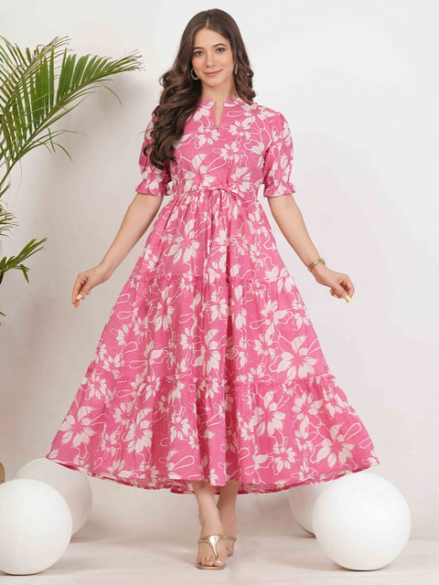 SAICHA Women Floral Printed Block Print Anarkali Kurta