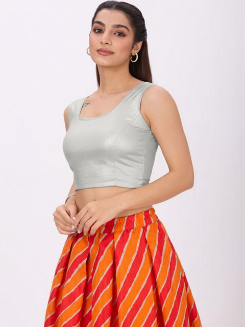 Plus Size Women Round Neck Saree Blouse - Image 3