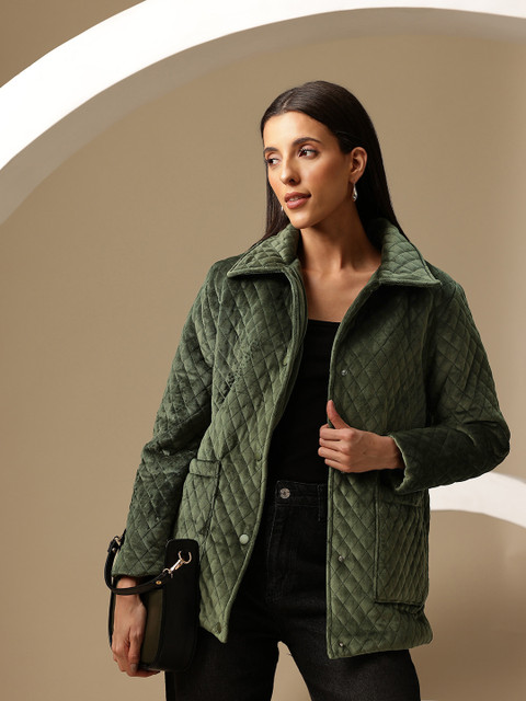 Chemistry Single-Breasted Quilted Velvet Overcoat