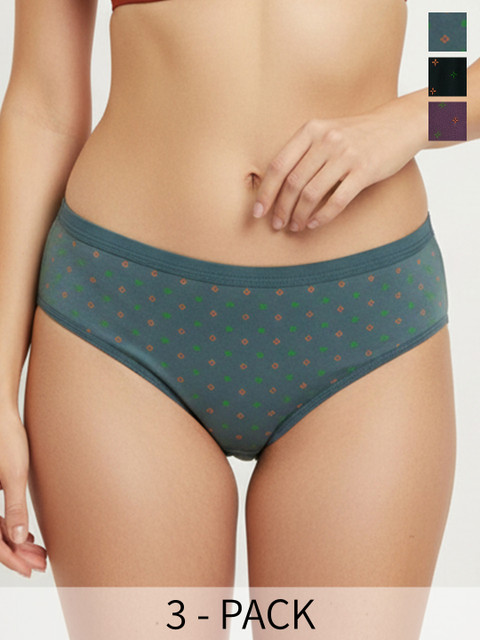 FiveFlag Pack of 3 Printed Mid-Rise Hipster Briefs