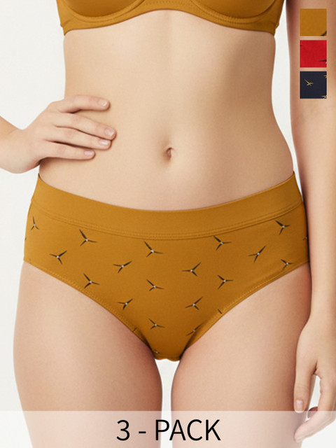 FiveFlag Pack of 3 Printed Mid-Rise Hipster Briefs