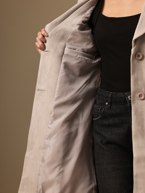 Chemistry Single-Breasted Belted Suede Overcoat - Image 8