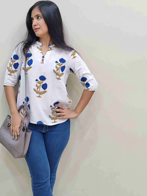 SHREELATA Floral Print Cotton Top