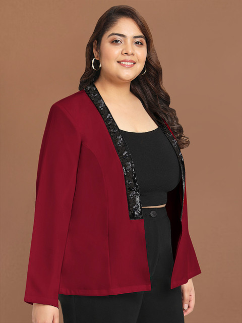 wild U Front Open Plus Size Sequin Blazer - Image 3