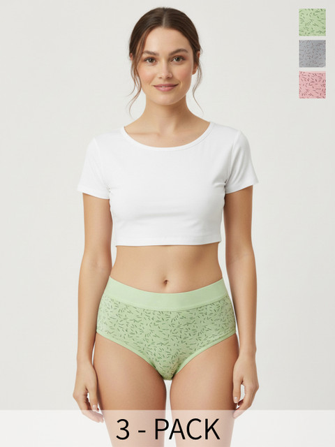 FiveFlag Pack of 3 Printed Mid-Rise Hipster Briefs