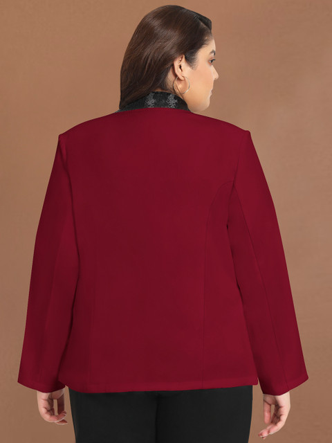 wild U Front Open Plus Size Sequin Blazer - Image 4