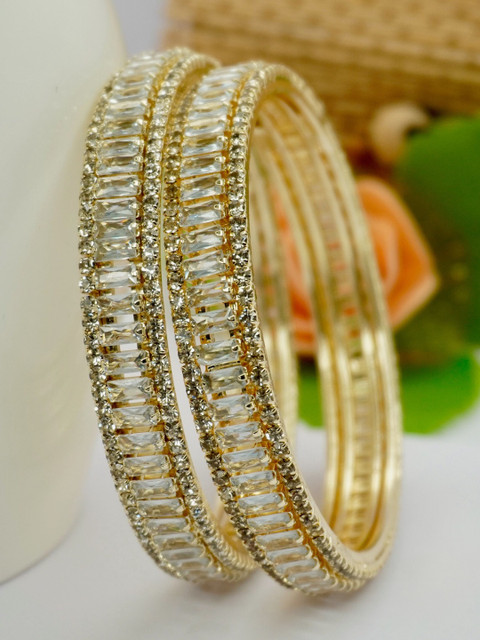 Panini jewels Set of 2 Gold-Plated Crystals Studded Bangles