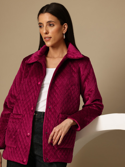 Chemistry Single-Breasted Quilted Velvet Overcoat