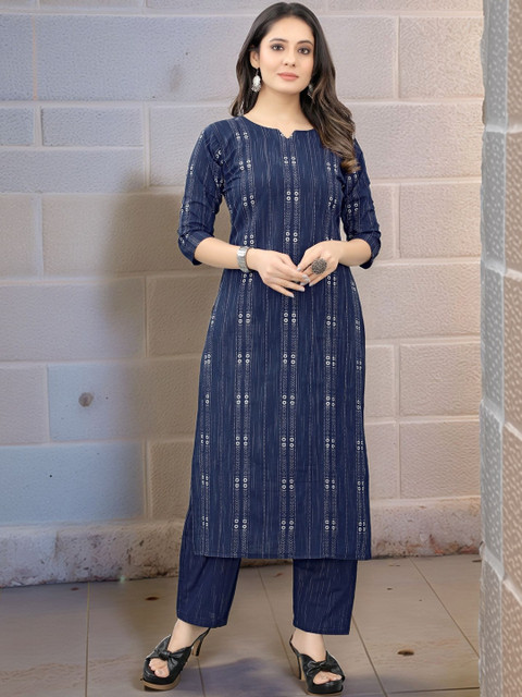 Anouk Rustic Women Printed Regular Pure Cotton Kurta with Trousers