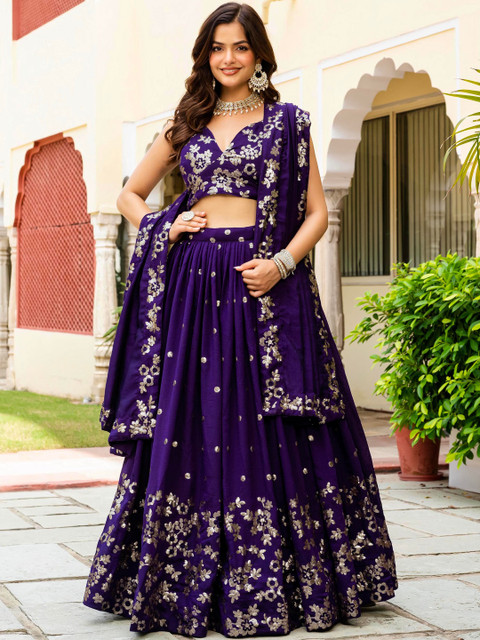 JIHU CULTURE Embroidered Ready to Wear Lehenga & Blouse With Dupatta