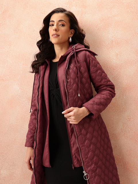 all about you Geometric Longline Quilted Jacket